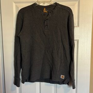 Carhartt men’s dark gray long sleeve thermal henley shirt size medium
